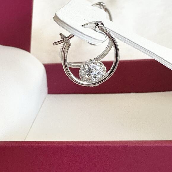 Mulberry & Brooke Fine Silver Plated Austrian Crystal Hoop Earrings - Picture 2 of 2